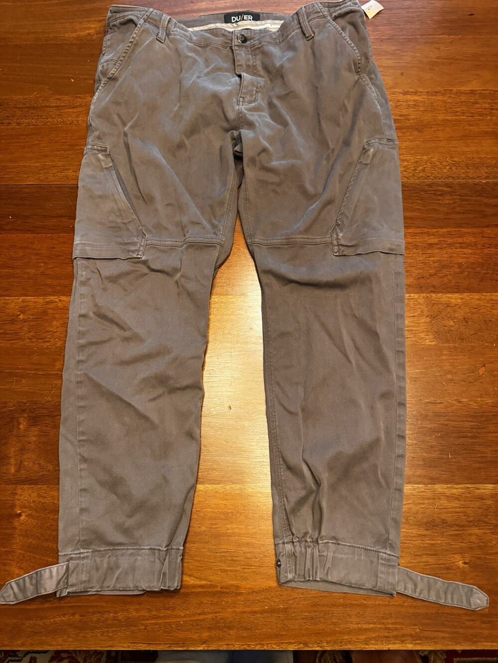 38 X 30 Du/er Live Free Adventure Pants Gray Stretch Snap Cuff Cargo
